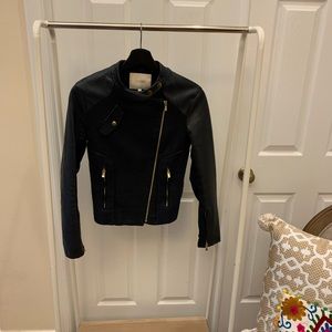 Maje Jacket Moto Linen & Leather